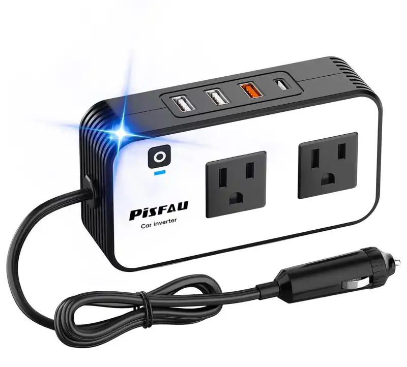 PiSFAU DC 12V to 110V AC Car Plug Adapter